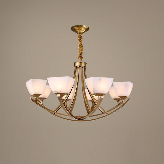 Dover Brass Chandelier - Elegant Design with Adjustable Height & LED C