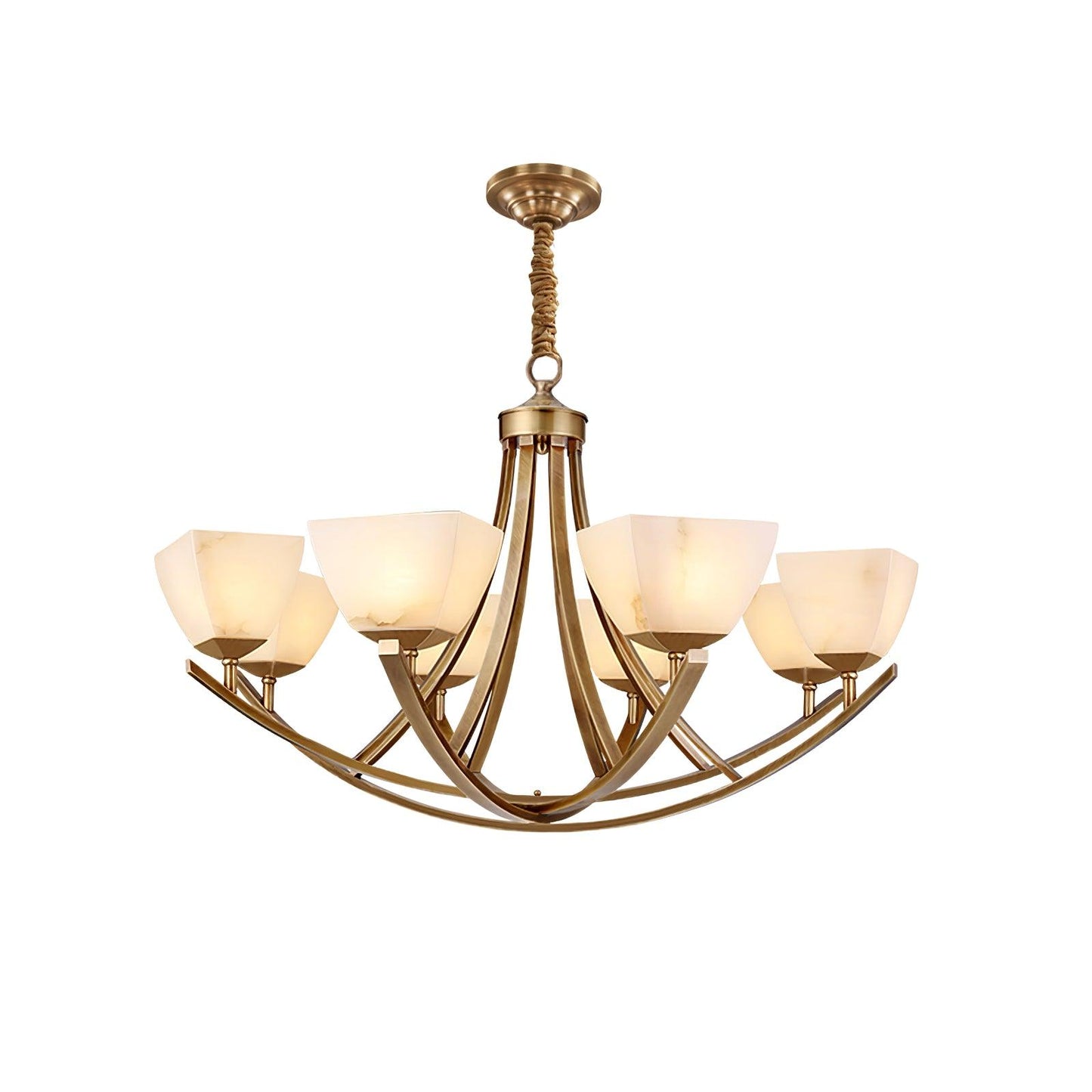 Dover Brass Chandelier - Elegant Design with Adjustable Height & LED C