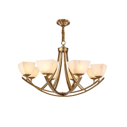 Dover Brass Chandelier - Elegant Design with Adjustable Height & LED C