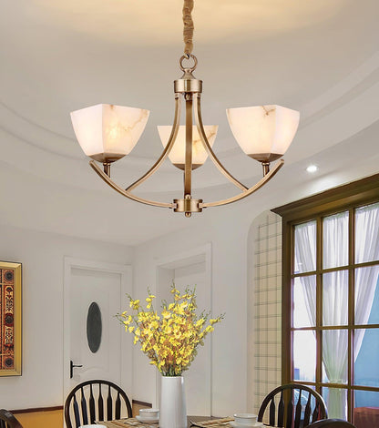 Dover Brass Chandelier - Elegant Design with Adjustable Height & LED C