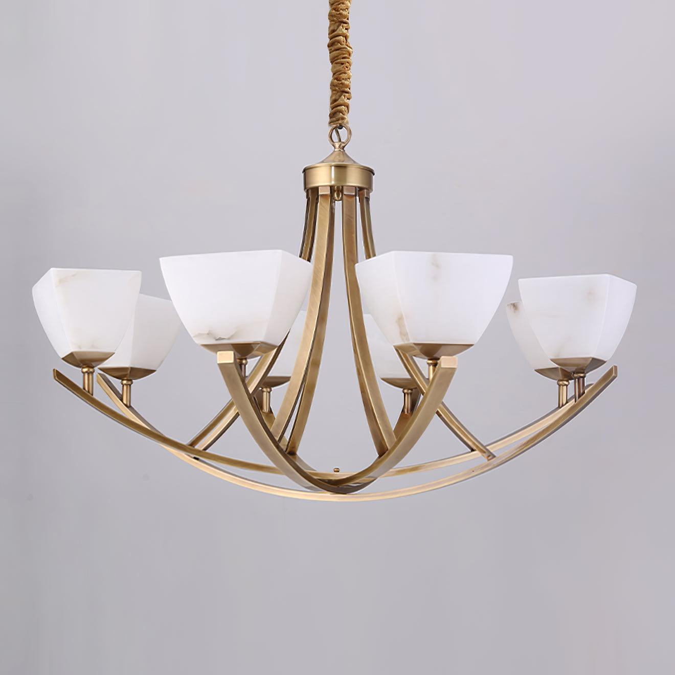 Dover Brass Chandelier - Elegant Design with Adjustable Height & LED C