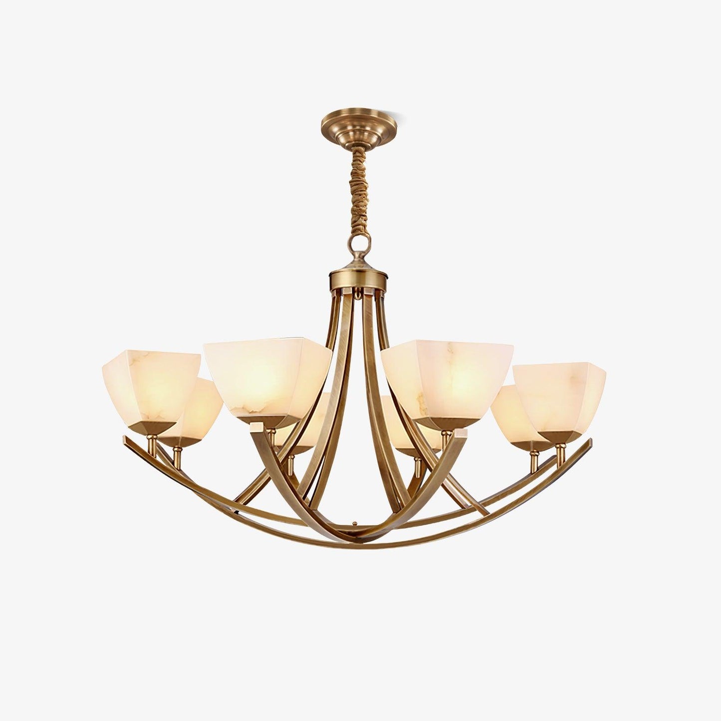 Dover Brass Chandelier - Elegant Design with Adjustable Height & LED C