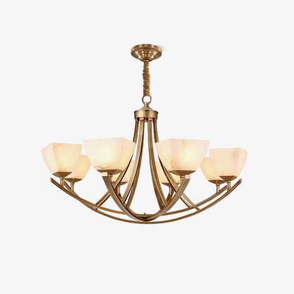 Dover Brass Chandelier - Elegant Design with Adjustable Height & LED C
