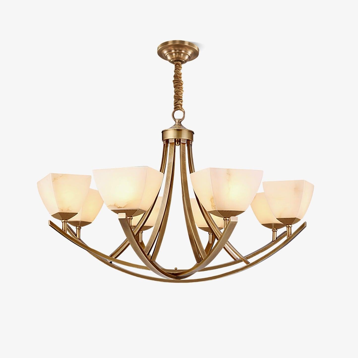 Dover Brass Chandelier - Elegant Design with Adjustable Height & LED C