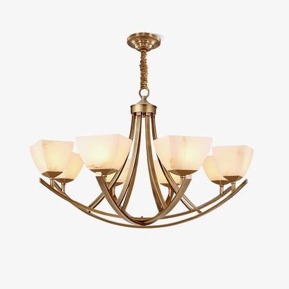 Dover Brass Chandelier - Elegant Design with Adjustable Height & LED C