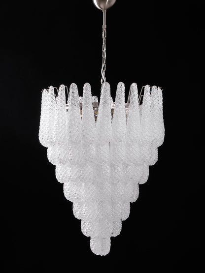 Elegant Glass Droplet Chandelier with Adjustable Height & LED Compatib