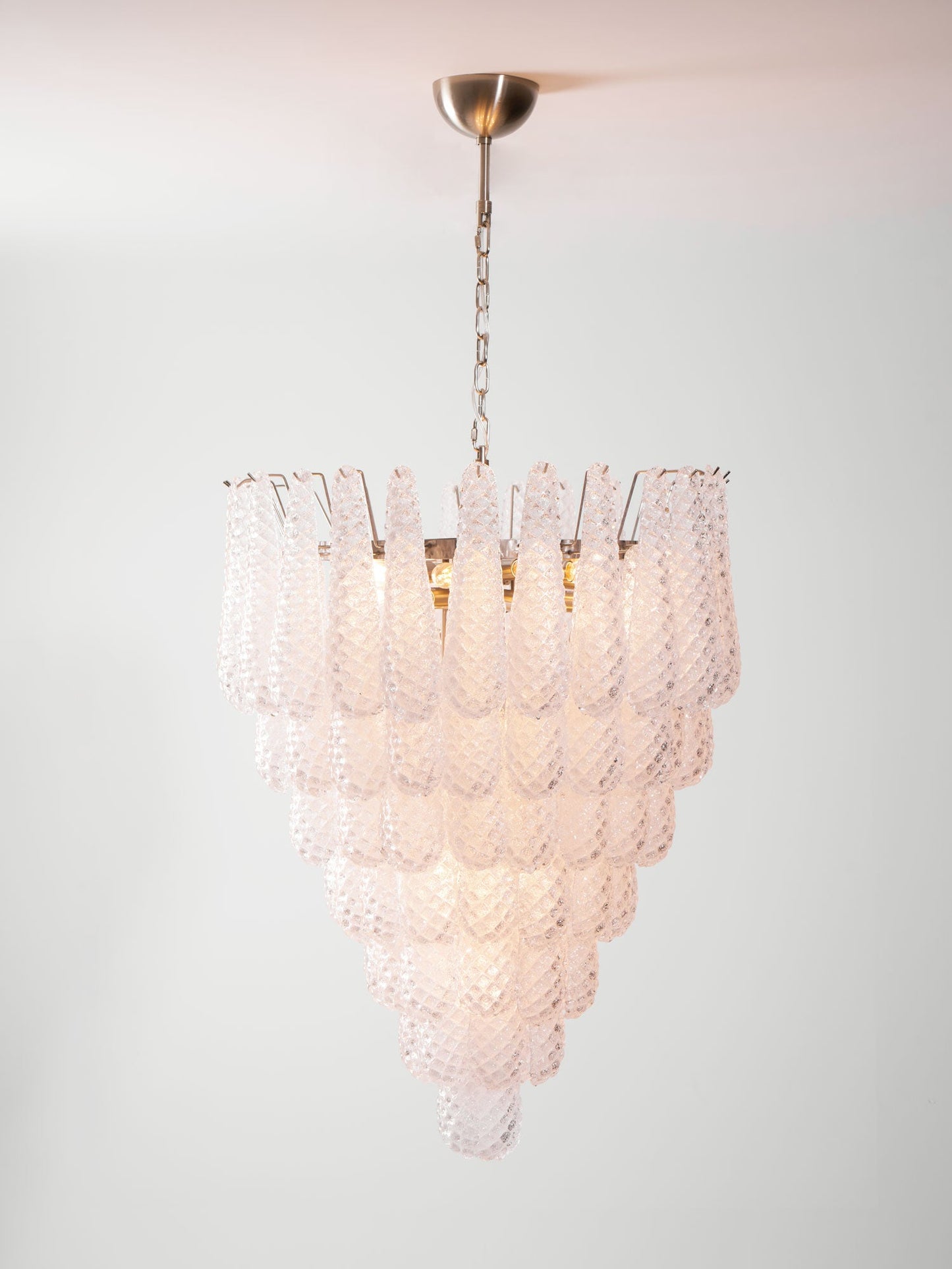 Elegant Glass Droplet Chandelier with Adjustable Height & LED Compatib
