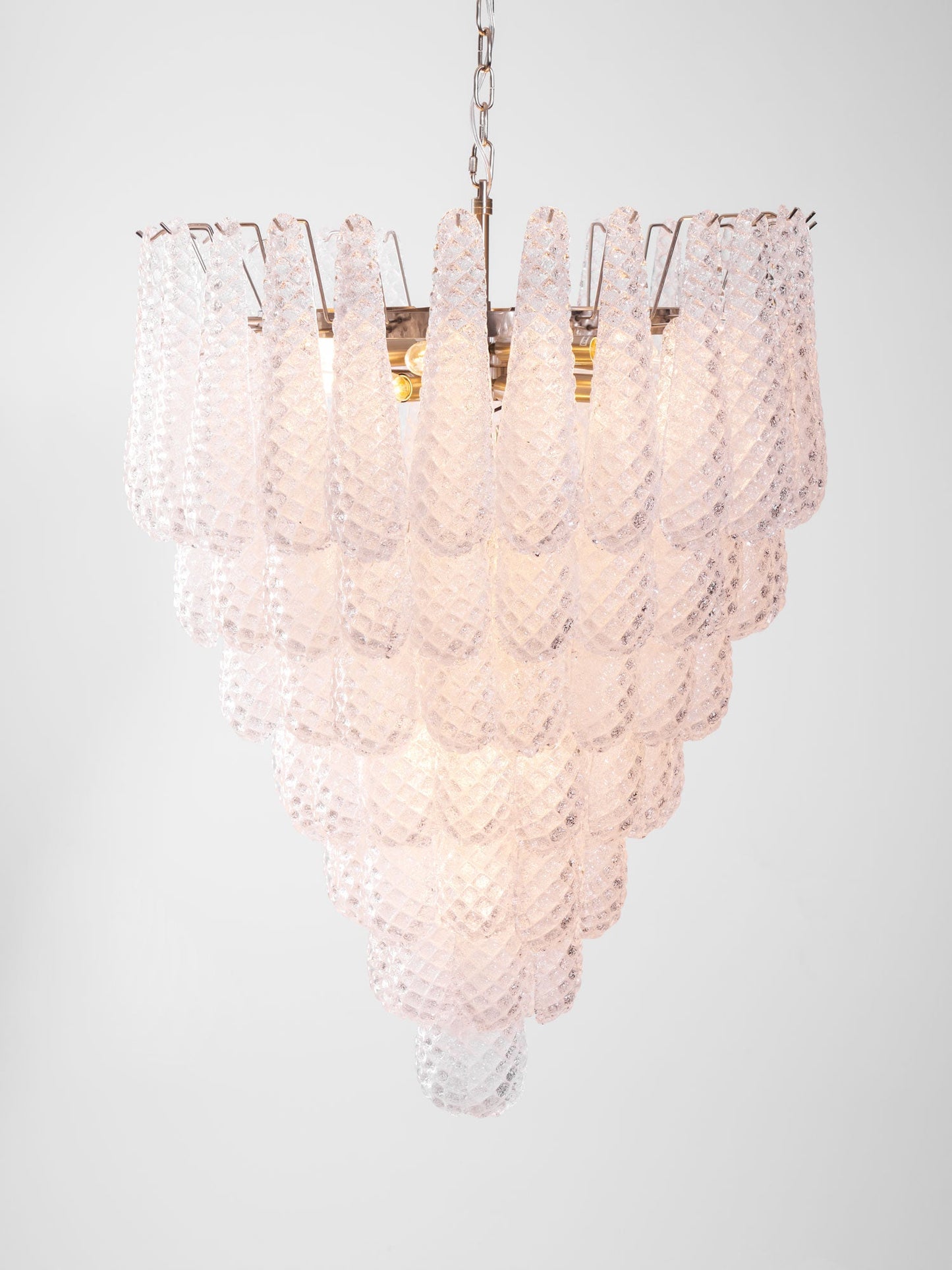 Elegant Glass Droplet Chandelier with Adjustable Height & LED Compatib