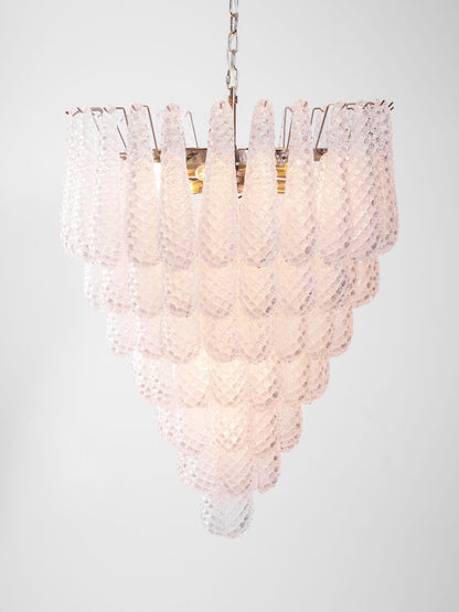 Elegant Glass Droplet Chandelier with Adjustable Height & LED Compatib