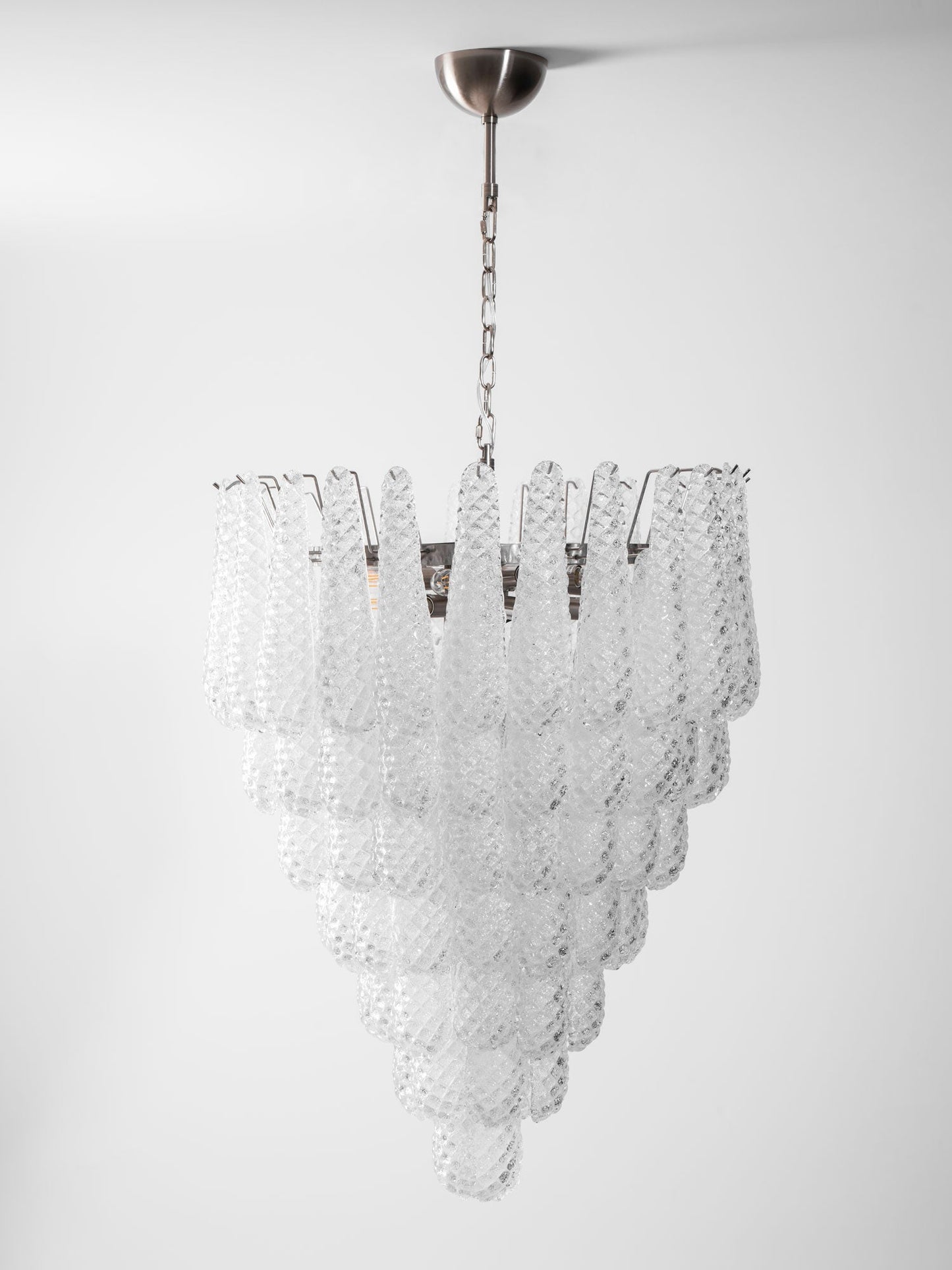 Elegant Glass Droplet Chandelier with Adjustable Height & LED Compatib