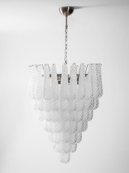 Elegant Glass Droplet Chandelier with Adjustable Height & LED Compatib