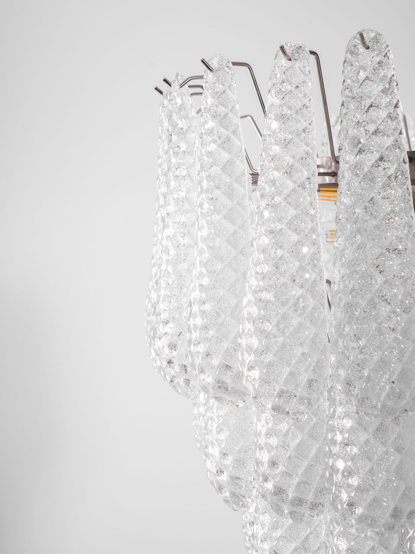 Elegant Glass Droplet Chandelier with Adjustable Height & LED Compatib
