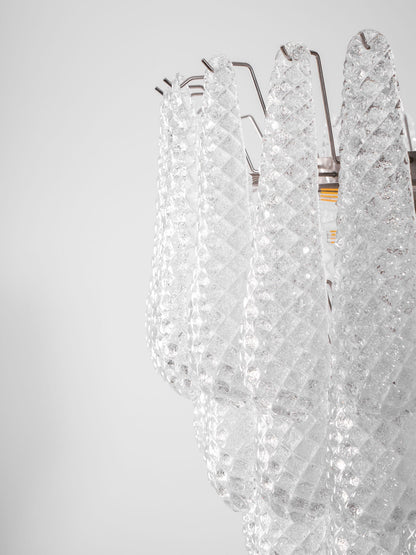 Elegant Glass Droplet Chandelier with Adjustable Height & LED Compatib
