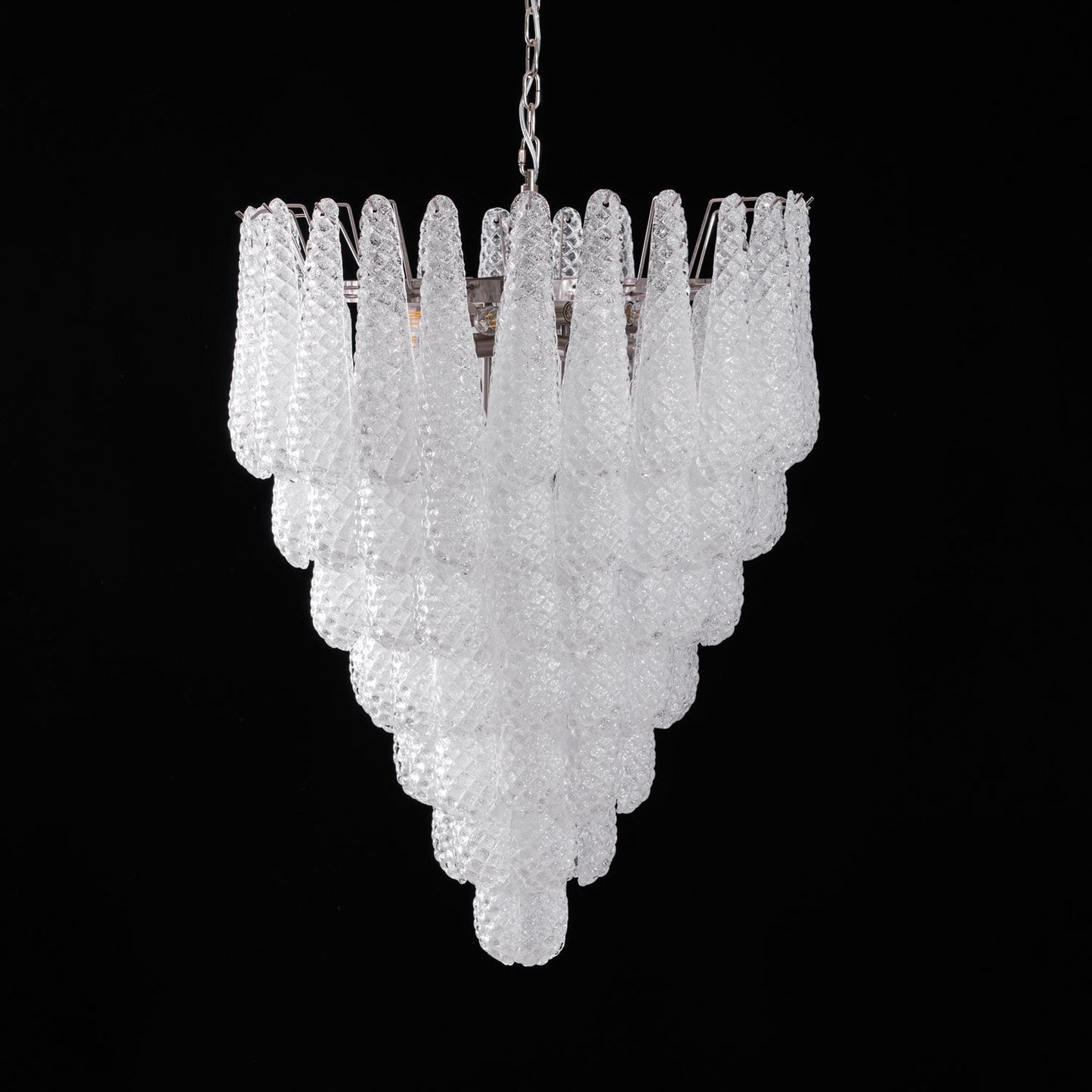 Elegant Glass Droplet Chandelier with Adjustable Height & LED Compatib