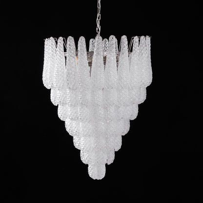 Elegant Glass Droplet Chandelier with Adjustable Height & LED Compatib
