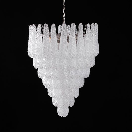 Elegant Glass Droplet Chandelier with Adjustable Height & LED Compatib