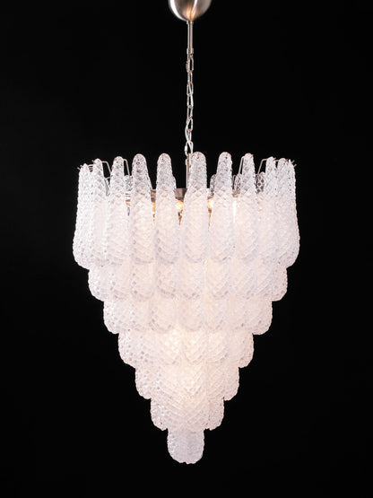 Elegant Glass Droplet Chandelier with Adjustable Height & LED Compatib
