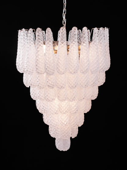Elegant Glass Droplet Chandelier with Adjustable Height & LED Compatib
