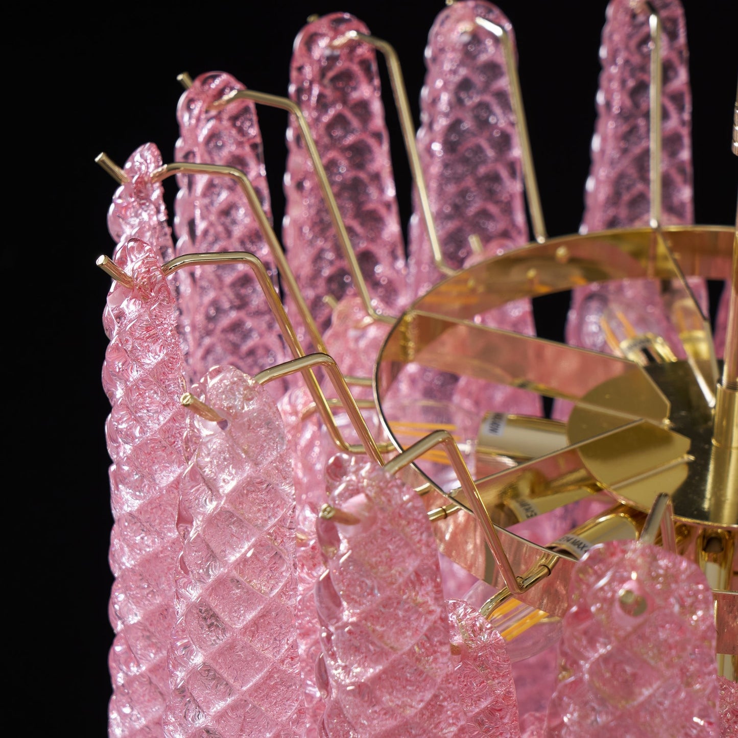 Elegant Pink Glass Droplet Chandelier - Adjustable Height, Modern Desi