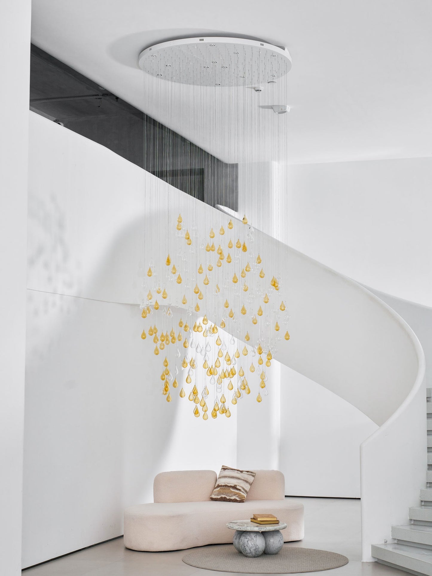 Droplets Sculpture Chandelier - Elegant Design with Adjustable Height