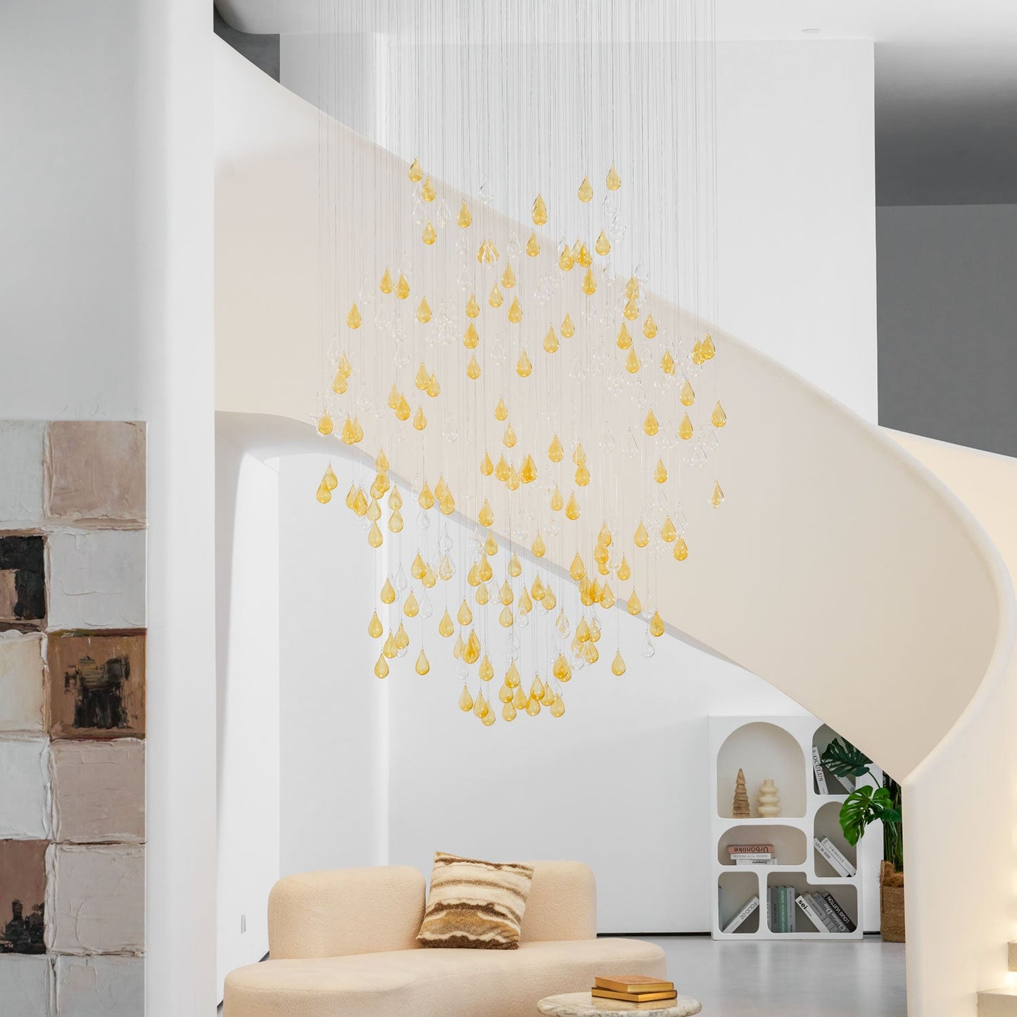Droplets Sculpture Chandelier - Elegant Design with Adjustable Height