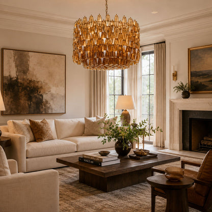 Sorrento Drum Chandelier - Elegant Design with Adjustable Height & LED