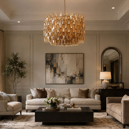 Sorrento Drum Chandelier - Elegant Design with Adjustable Height & LED