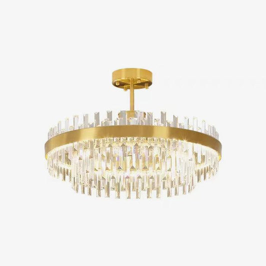 Elegant Drum Glass Chandelier with Adjustable Height & LED Compatibili