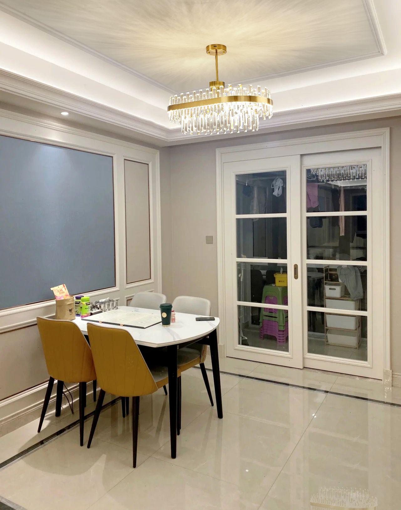Elegant Drum Glass Chandelier with Adjustable Height & LED Compatibili