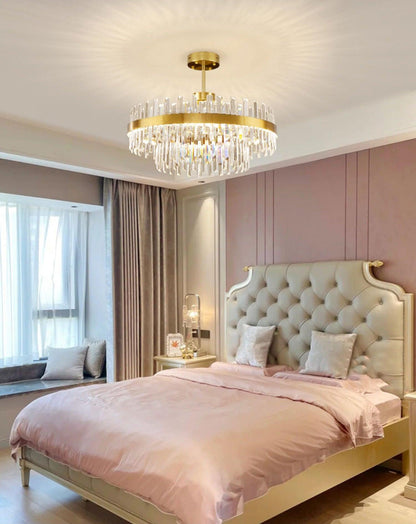 Elegant Drum Glass Chandelier with Adjustable Height & LED Compatibili
