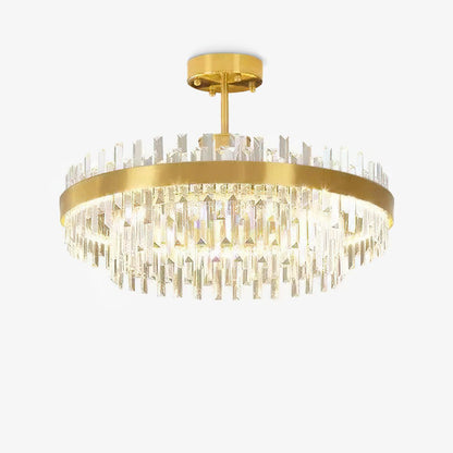 Elegant Drum Glass Chandelier with Adjustable Height & LED Compatibili
