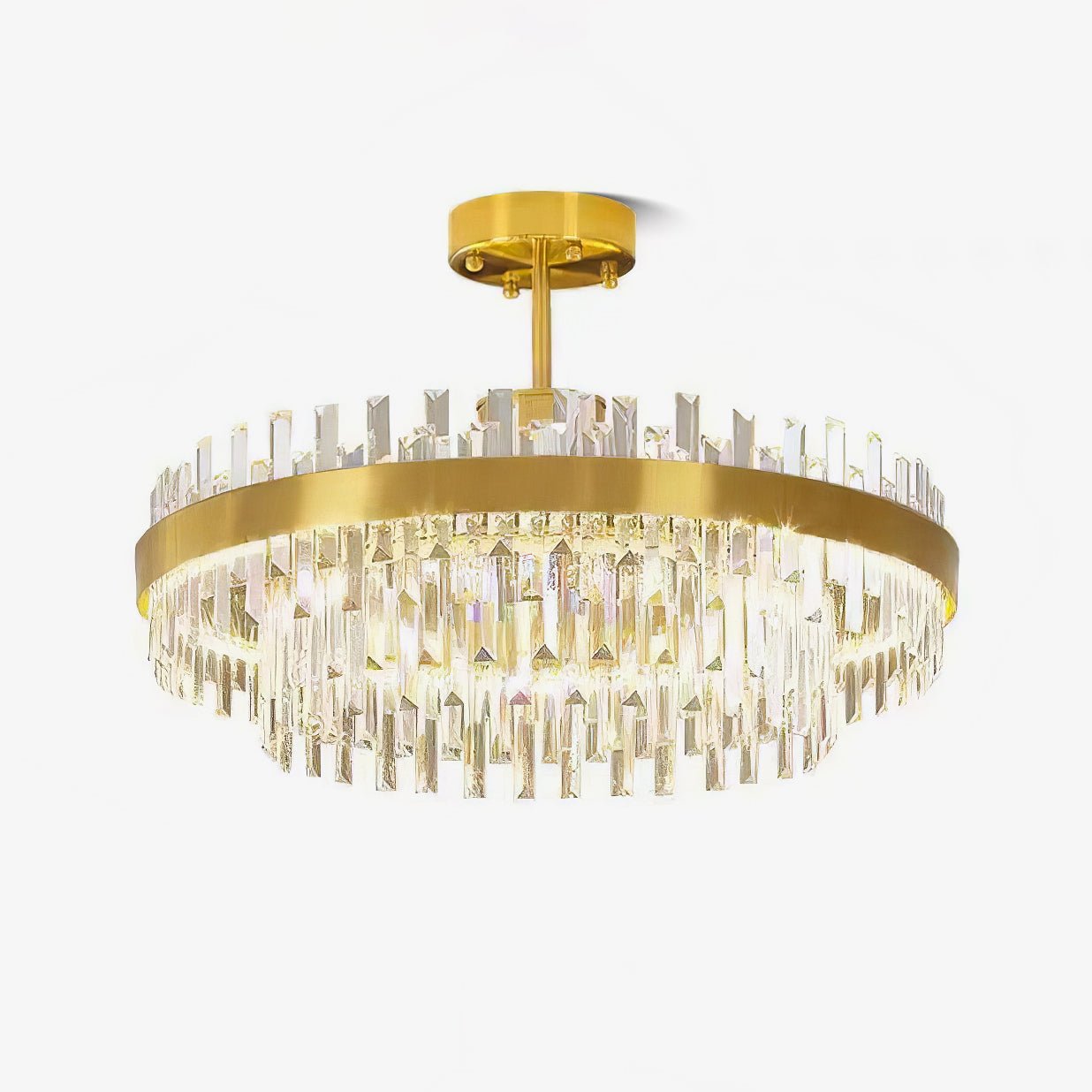 Elegant Drum Glass Chandelier with Adjustable Height & LED Compatibili