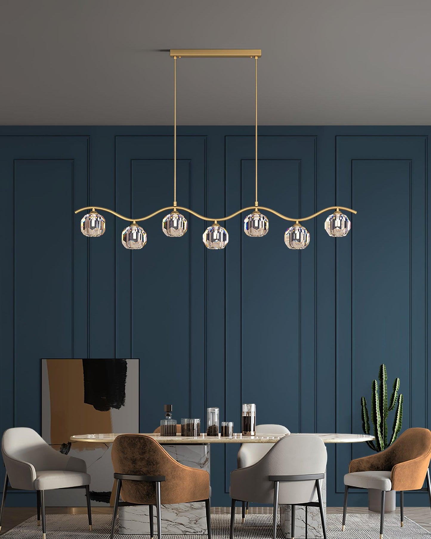 Eara Crystal Chandelier - Elegant Design with Adjustable Height & LED