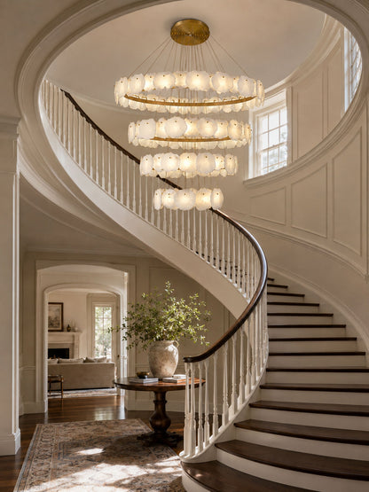 Ecliptica Spiral Alabaster Chandelier - Elegant Design & Dimmable Ligh