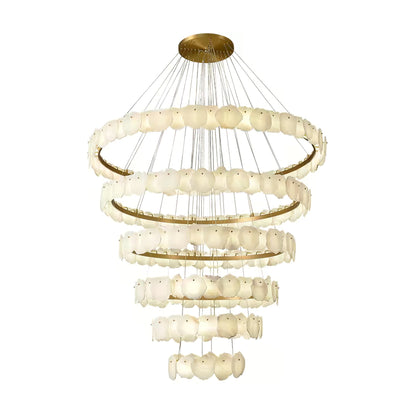 Ecliptica Spiral Alabaster Chandelier - Elegant Design & Dimmable Ligh