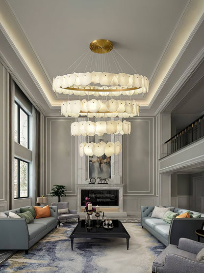 Ecliptica Spiral Alabaster Chandelier - Elegant Design & Dimmable Ligh