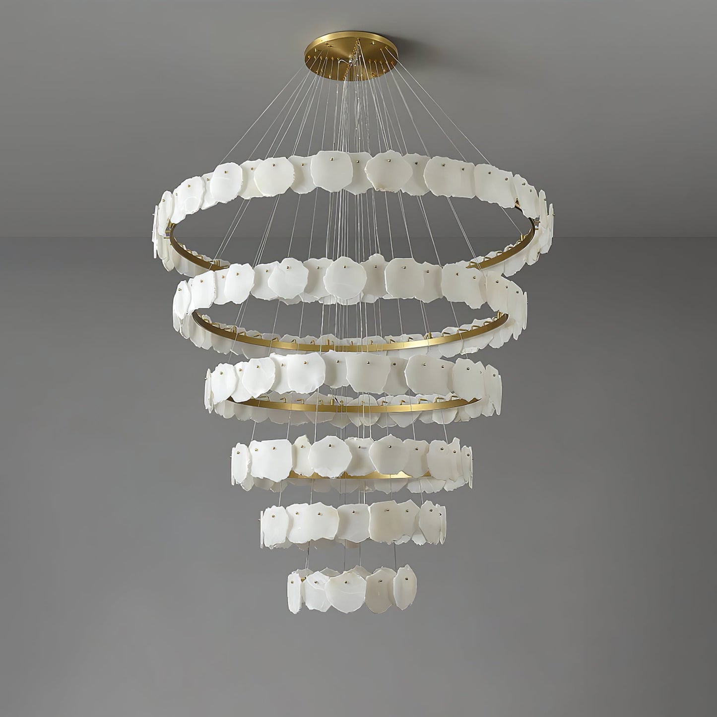 Ecliptica Spiral Alabaster Chandelier - Elegant Design & Dimmable Ligh