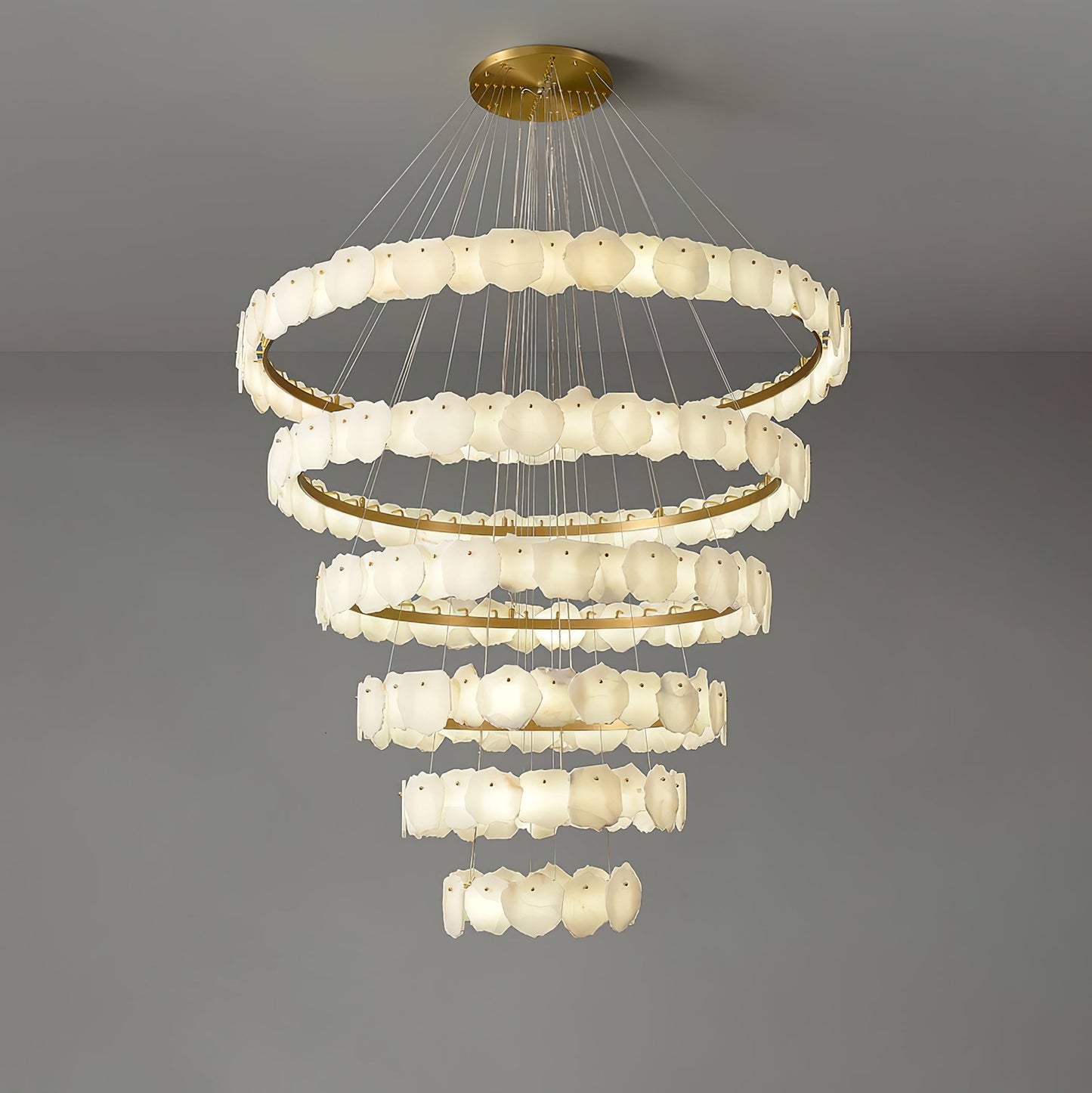 Ecliptica Spiral Alabaster Chandelier - Elegant Design & Dimmable Ligh