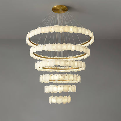 Ecliptica Spiral Alabaster Chandelier - Elegant Design & Dimmable Ligh