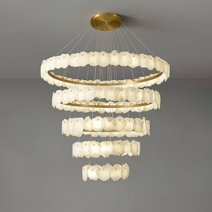 Ecliptica Spiral Alabaster Chandelier - Elegant Design & Dimmable Ligh