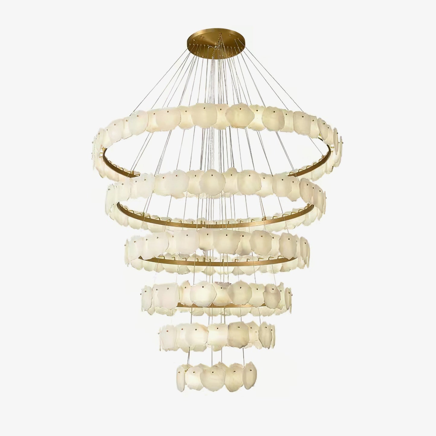 Ecliptica Spiral Alabaster Chandelier - Elegant Design & Dimmable Ligh
