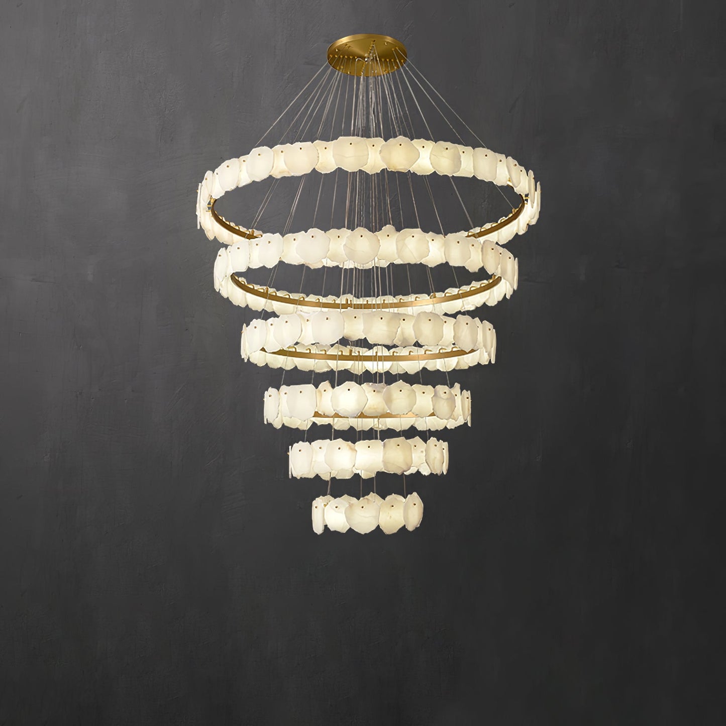 Ecliptica Spiral Alabaster Chandelier - Elegant Design & Dimmable Ligh