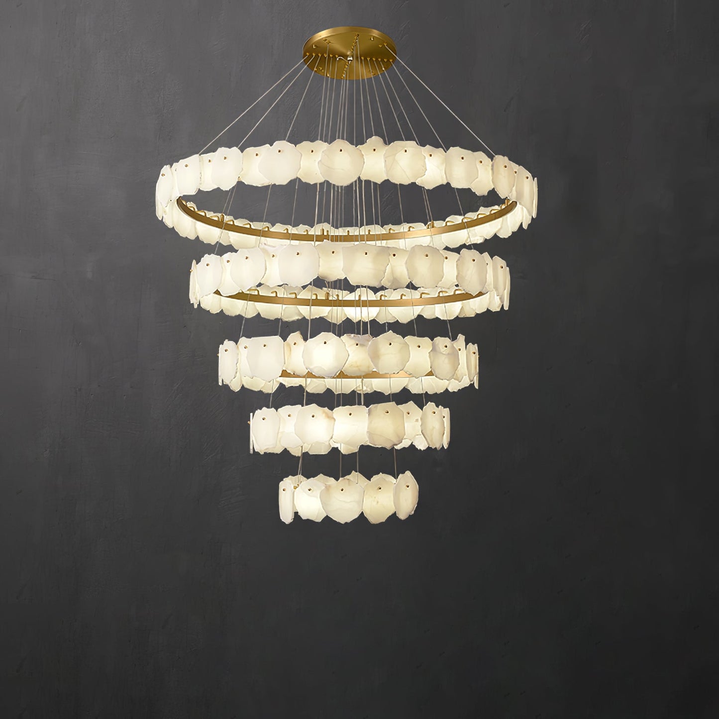 Ecliptica Spiral Alabaster Chandelier - Elegant Design & Dimmable Ligh