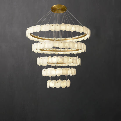 Ecliptica Spiral Alabaster Chandelier - Elegant Design & Dimmable Ligh