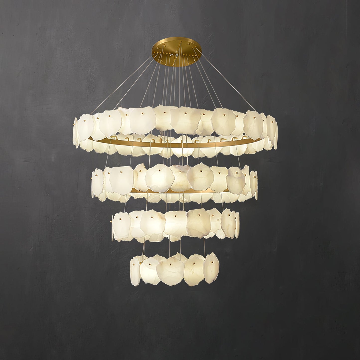 Ecliptica Spiral Alabaster Chandelier - Elegant Design & Dimmable Ligh
