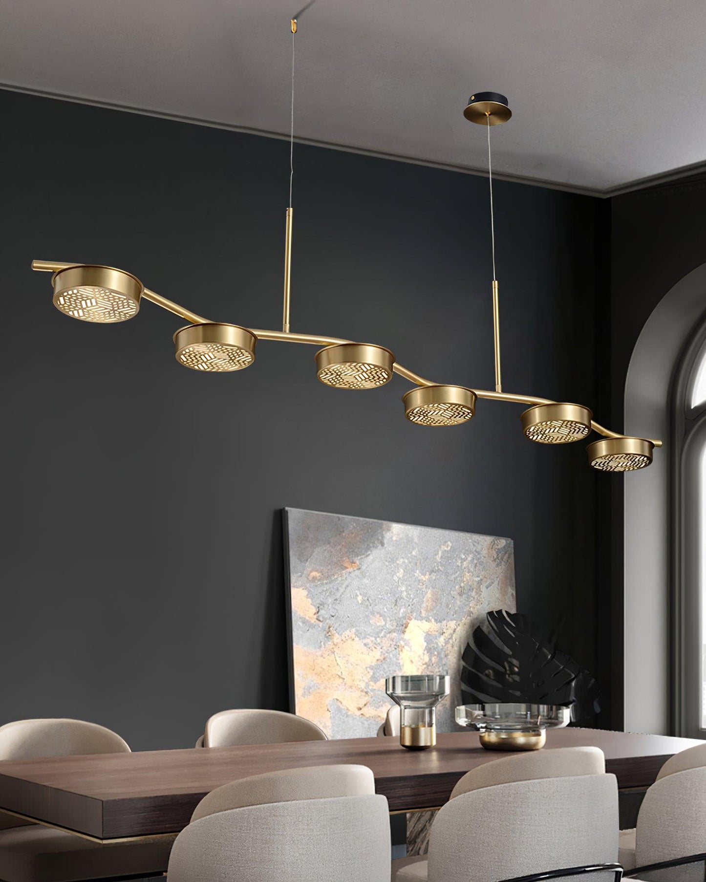 Aldo Elegant Chandelier - Crystal Accents & Adjustable Height