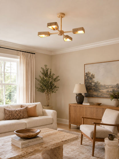 Elementa Travertone Chandelier - Modern Design, Adjustable Height, LED