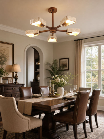 Elementa Travertone Chandelier - Modern Design, Adjustable Height, LED