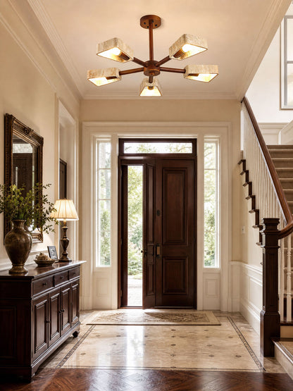 Elementa Travertone Chandelier - Modern Design, Adjustable Height, LED