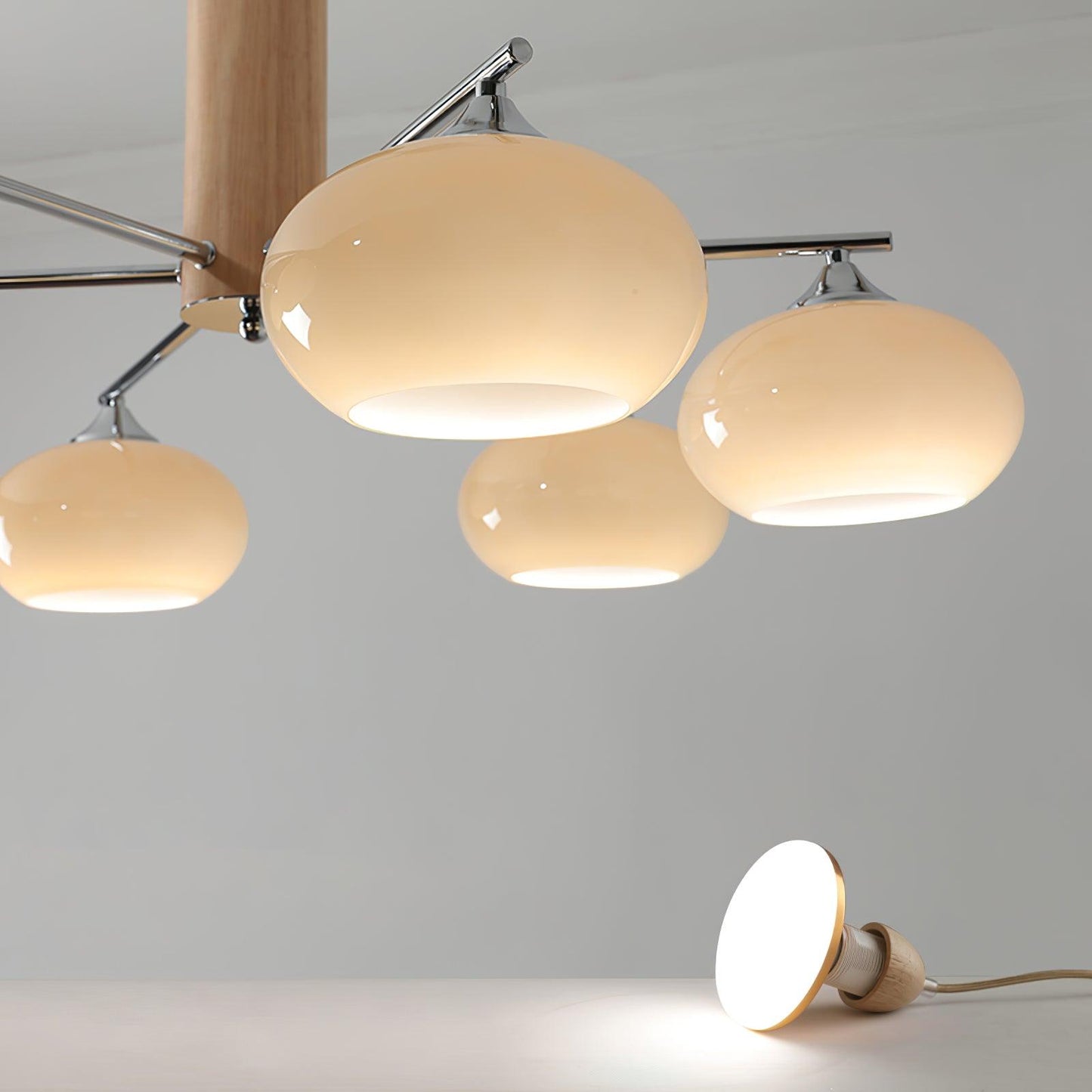 Professional Elliptical Persimmon Chandelier with Adjustable Brightnes